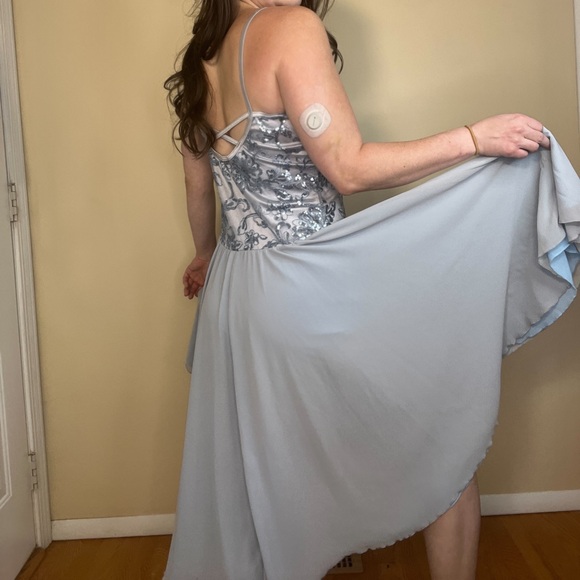 Weissman Sequin Floral High-Low Georgette Dress Dance Costume Adult Large Blue - Picture 5 of 13